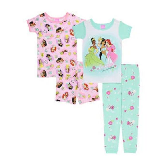 Princess Kids' 4-piece Cotton PJ Set - Picture 1 of 6